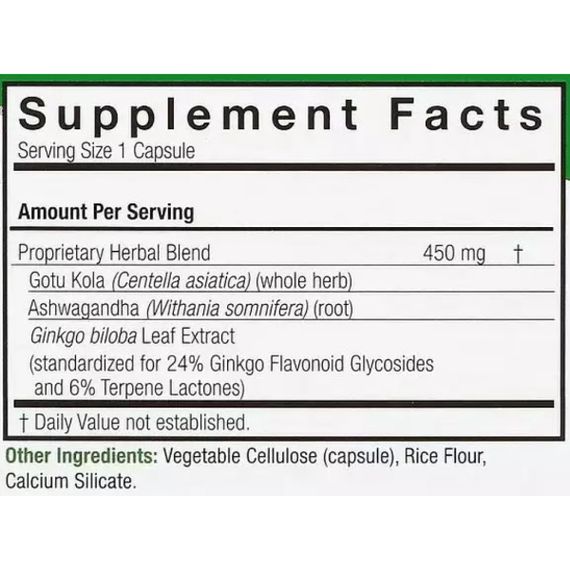 Комплекс для профілактики роботи головного мозку Nature's Answer Brainstorm 2 450 mg 90 Veg Caps | Зображення 1
