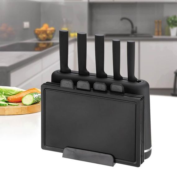 Набор кухонных ножей с подставкой и разделочными досками Maestro MR-1412-BLACK, 10 предметов | Зображення 1