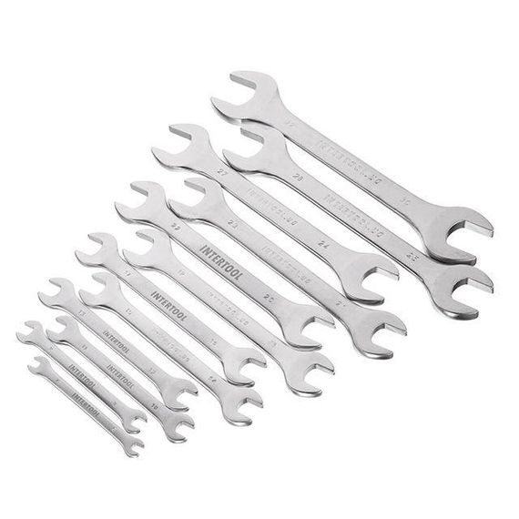 Набір ключів ріжкових 12 од., 6-32 мм, Cr-V INTERTOOL HT-1003 | Зображення 1