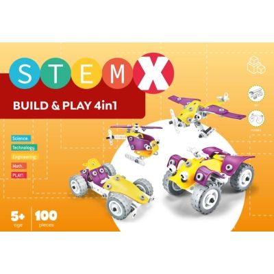Конструктор Stem з болтами Build&amp;Play 4 в 1 на 100 деталей (3858894673308) | Зображення 5
