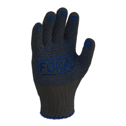 Рукавички 15500 трикотаж з малюнком ПВХ р.10(XL) чорний Fora ДКГ