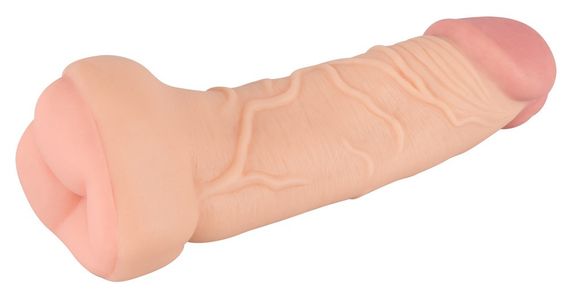 Мастурбатор-насадка Nature Skin 2in1 Extension + Masturbator, тілесний Sex Aura | Зображення 1