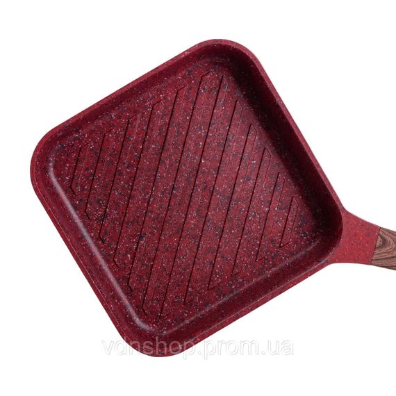 Сковорода-гриль алюминиевая, квадратная, 2,5 л, с антипригарным покрытием, 24 см MGC Red HP-4-443R | Зображення 1