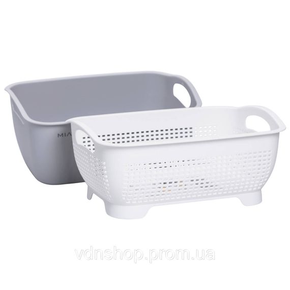 Кошик-друшлак 2 в 1 для миття овочів, фруктів і зелені 32×23×13 (см) Білий HP-45-5W | Зображення 1