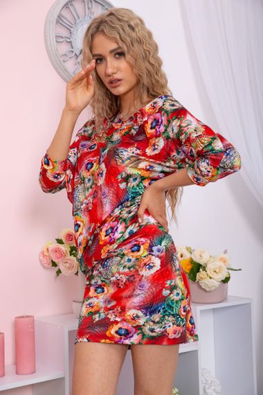 Міні-сукня в квітковий принт, червоного кольору, 167R105-10 | Зображення 2