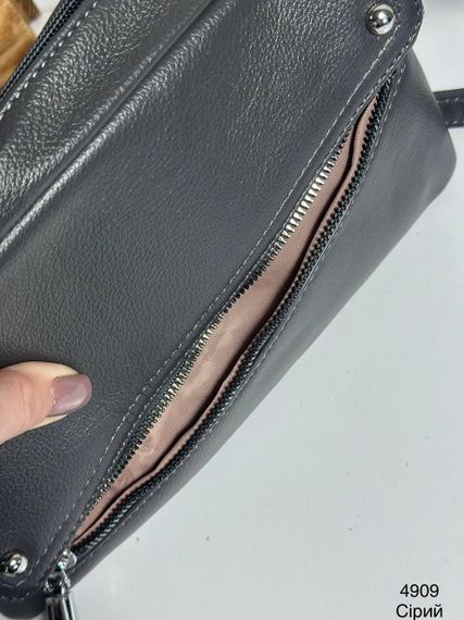 Сумка кросбоді жіноча маленька три відділення Сіра | Зображення 3