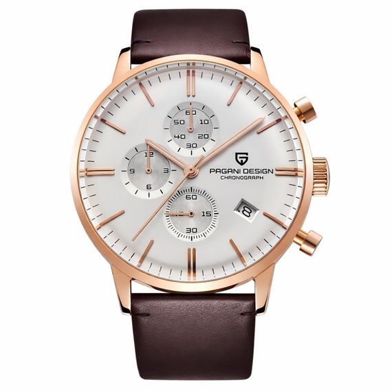 Чоловічий годинник Pagani Design PD-2720 Gold-White-Brown