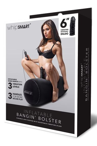 Надувний валик Whipsmart Inflatable з фалоімітатором на керуванні, чорний Sex Aura | Зображення 4