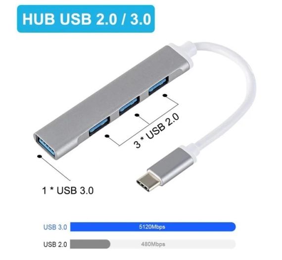 Хаб Type-C  4-в-1 USB3.0+3 USB2.0 | Зображення 1