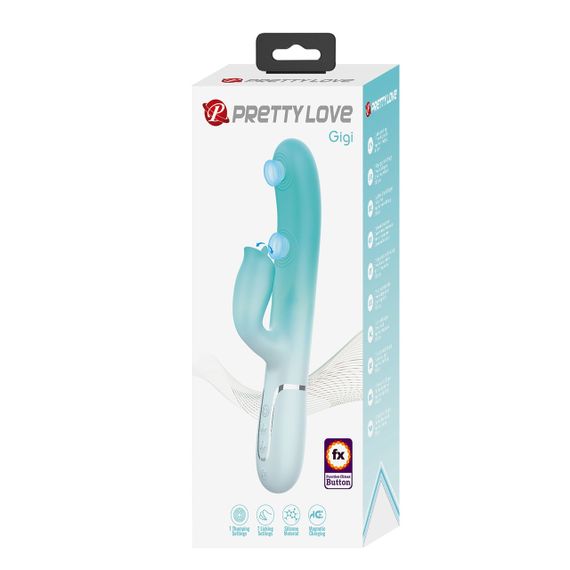Пульсатор із кліторальним стимулятором Pretty Love — Gigi Light Green, 7 thumping functions 7 licking modes, Sex Aura | Зображення 1
