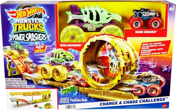 Трек Хот Вілс Монстр-трак Заряджай та переслідуй Оригінал Hot Wheels Monster Trucks Race & Chase Challenge