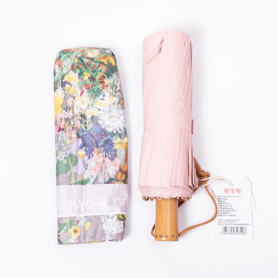 Парасолька механічна з принтом надійна з поліестеру діаметр 99 см Рожева HP-23-3M | Зображення 5