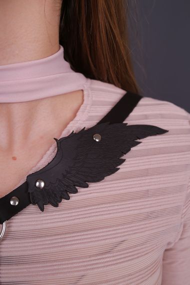 Портупея с крыльями "модель black Angel 5", экокожа, ручная работа sexstyle | Зображення 8