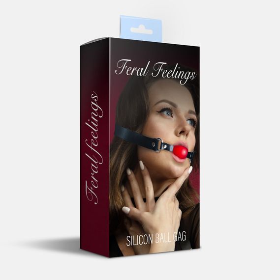 Кляп силіконовий Feral Feelings Silicon Ball Gag Black/Red, чорний ремінець, червона кулька | Зображення 1