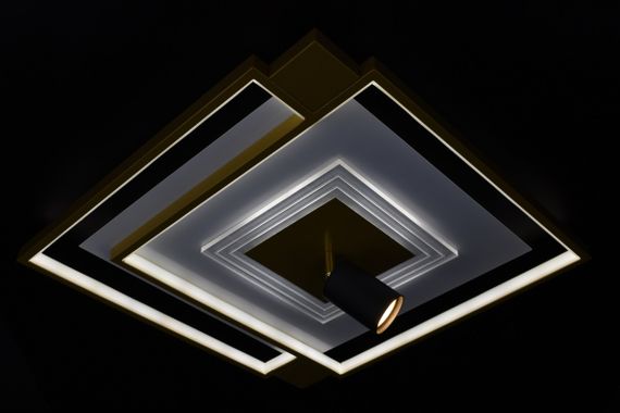 Люстра світлодіодна стельова LED світильник для квартири на стелю лед з пультом 26853 Золото 15х50х50 см. | Зображення 6