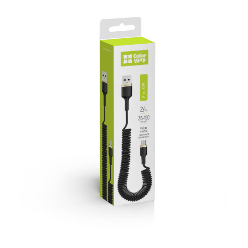 Кабель USB MicroUSB ColorWay CW-CBUM051-BK 2,4A 0,35-1,5м чорний | Зображення 1