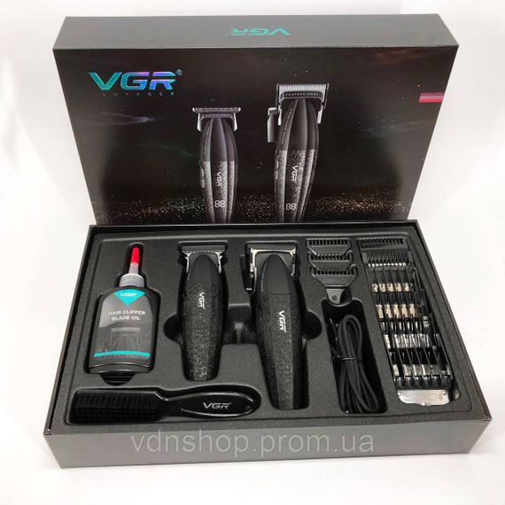 Машинка для стрижки волос без шума VGR V-640, Профессиональный триммер с набором насадок BG-67 | Зображення 3