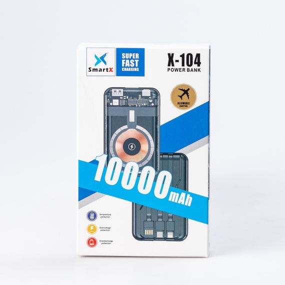 Повербанк 10000 мАг з бездротовою зарядкою USB-C, USB-A, microUSB, портативний зарядний пристрій | Зображення 4