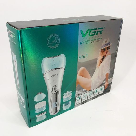 Епілятор для обличчя та тіла 6в1, від USB VGR V-733 / Жіночий епілятор для видалення волосся. Колір: блакитний | Зображення 7