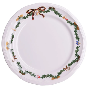 Тарелка новогодняя 26 см фарфоровая с рождественским веночком YY78-11A-1