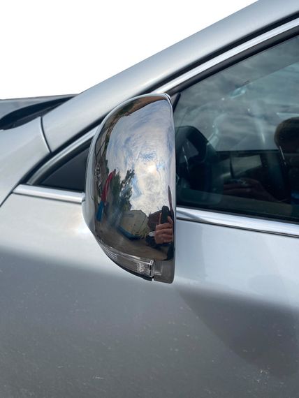 Накладки на зеркала (2 шт, нерж) OmsaLine - Итальянская нержавейка для Skoda Octavia II A5 2010-2013 гг | Зображення 3