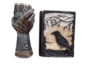 Подарунковий набір Келих 3D Рука з Левом і Блокнот 3D «Тінь Ворона»