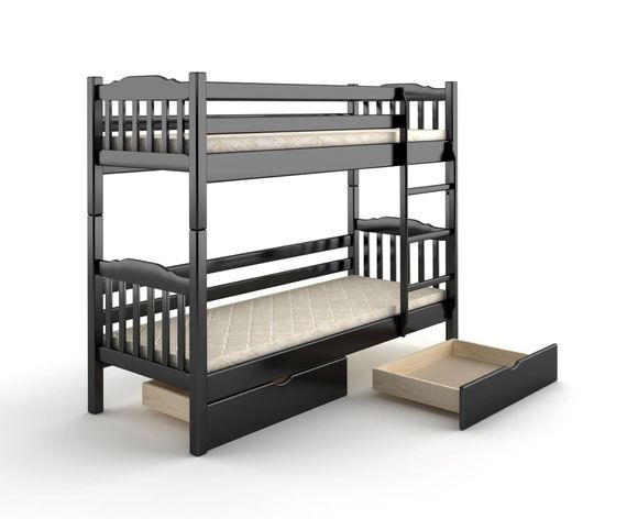 Двухъярусная детская кровать iSmart Бай-Бай Чорный (RAL9011) 70х190 см с ящиками (DDMBG-2387)