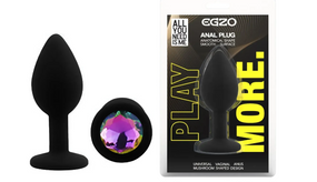 Силиконовая анальная пробка EGZO - Silicone Black Round Plug Rainbow, size S Sex Aura