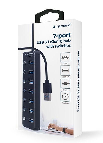Хаб Gembird UHB-U3P7P-01 на 7 портiв USB 3.0 | Зображення 4