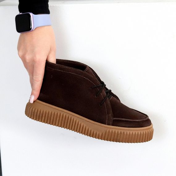 Замшевые ботинки дезерты в стиле casual на утолщенной подошве цвет Шоколад