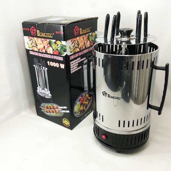 Шашличниця електрична Domotec MS-7781 на 6 шампурів 1000Вт вертикальна з нержавіючої сталі UQ-48 | Зображення 8