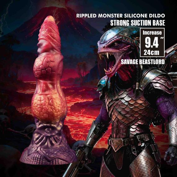 Фалоімітатор Power Monsters Savage Beastlord – 24 cm Rippled Monster Silicone Dildo Sex Aura | Зображення 1