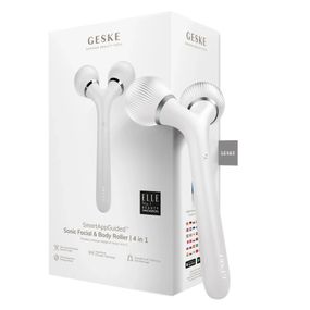 Електронний ультразвуковий ролик для обличчя та тіла GESKE Sonic Facial&Body Roller 4в1 magenta, Білий