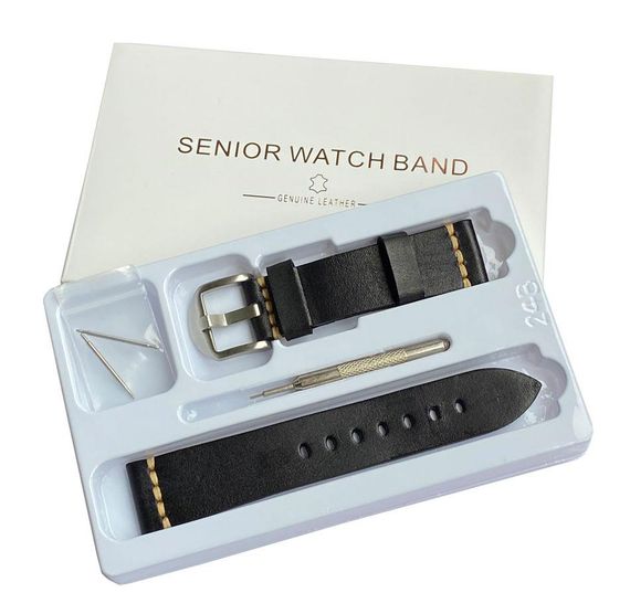 Шкіряний ремінець Primolux C052B Steel buckle для годинника Samsung Galaxy Watch 42 mm (SM-R810) - Black | Зображення 6