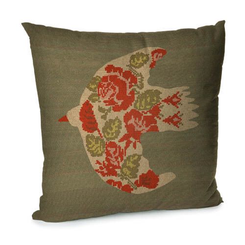 Подушка диванная с бархата Цветочная птица 45x45 см (45BP_23J001) | Зображення 5