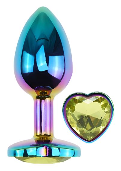 Анальна пробка з кристалом EGZO - Multicolor Heart Plug Lime size S Sex Aura | Зображення 1