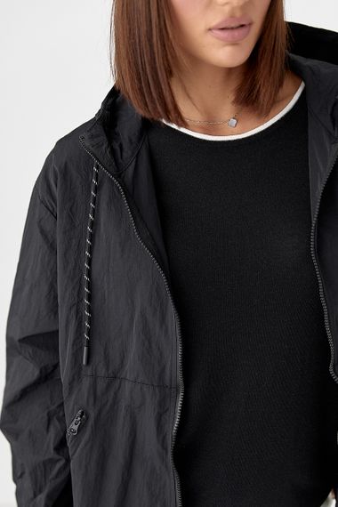 Жіноча вітровка з капюшоном - чорний цвет, ONE SIZE (є розміри) | Зображення 3