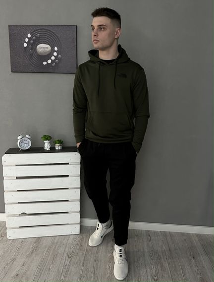 Комплект 5 в 1 базовий хакі худі + чорні штані + чорна жилетка + біла футболка + 2 пари шкарпеток (чорні та білі) | Зображення 2