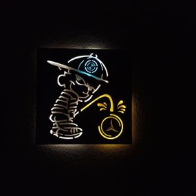 Панно декоративне картина на стіну BMW vs Mercedes LED підсвітка 600х600 acr-p000173