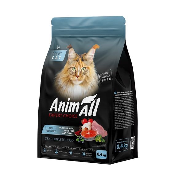 Сухий корм для котів з лососем, білою рибою та індичкою Animall Cat Salmon, White Fish and Turkey, 400 гр