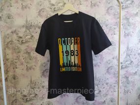 Футболка мужская трикотажная черный с вышивкой 1983 подарок 44
