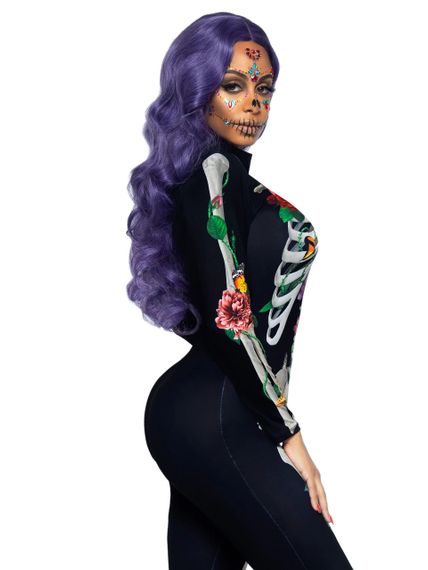 Комбинезон скелет с цветочным принтом Leg Avenue Floral skeleton catsuit M sexstyle | Зображення 3