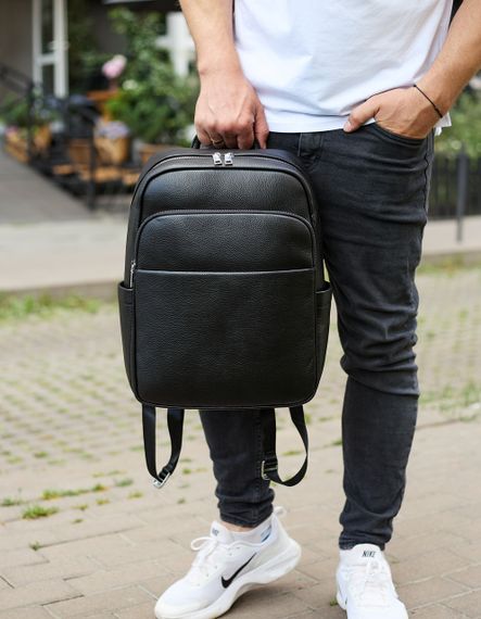 Шкіряний чоловічий рюкзак класичний чорний з натуральної шкіри якісний  Tiding Bag 78672 | Зображення 6