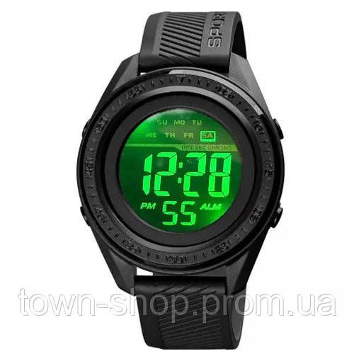 Часы наручные мужские SKMEI 1638BKWT BLACK-WHITE, часы наручные электронные тактические. Цвет: черный | Зображення 1