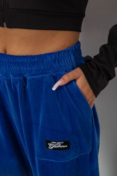 Спортивные штаны велюровые женские на флисе, цвет электрик, 238R58649-1 | Зображення 4