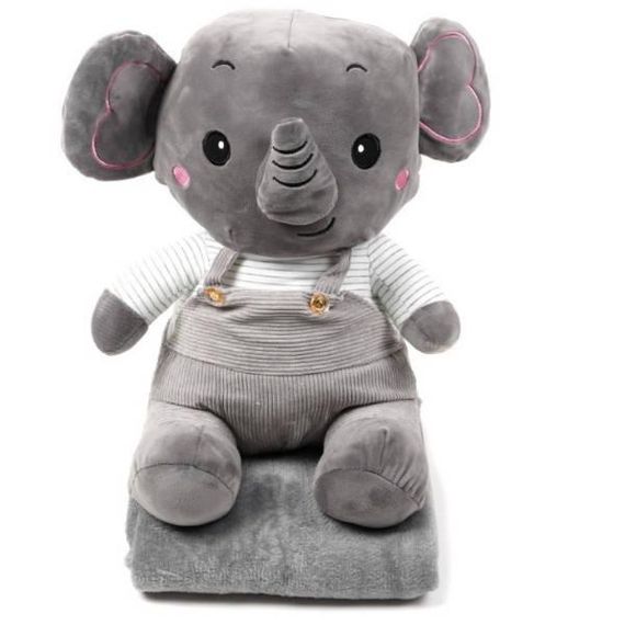 Іграшка-плед Слонік 3в1 50см (плед 100*150см) Сіра
