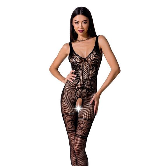 Бодістокінг Passion BS069 black, комбінезон, імітація панчох і боді, S/M/L