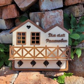 Настінна ключниця з дерева Дерев’яний органайзер для ключів Тримач для зберігання Персоналізація