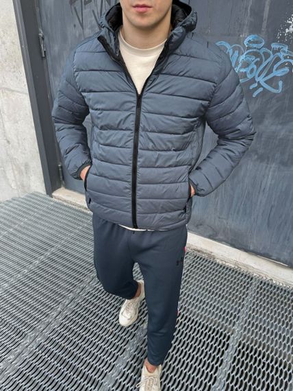 Мужская стеганая демисезонная куртка с капюшоном RD8777 цвет серый, размер L | Зображення 3