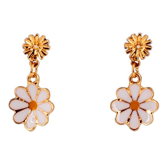 Дитячі сережки "Fashion ромашки" T24626 біло-жовтий